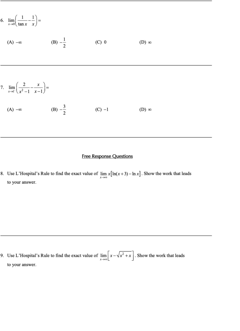 L 'Hospital's Rule in Techniques of Integration